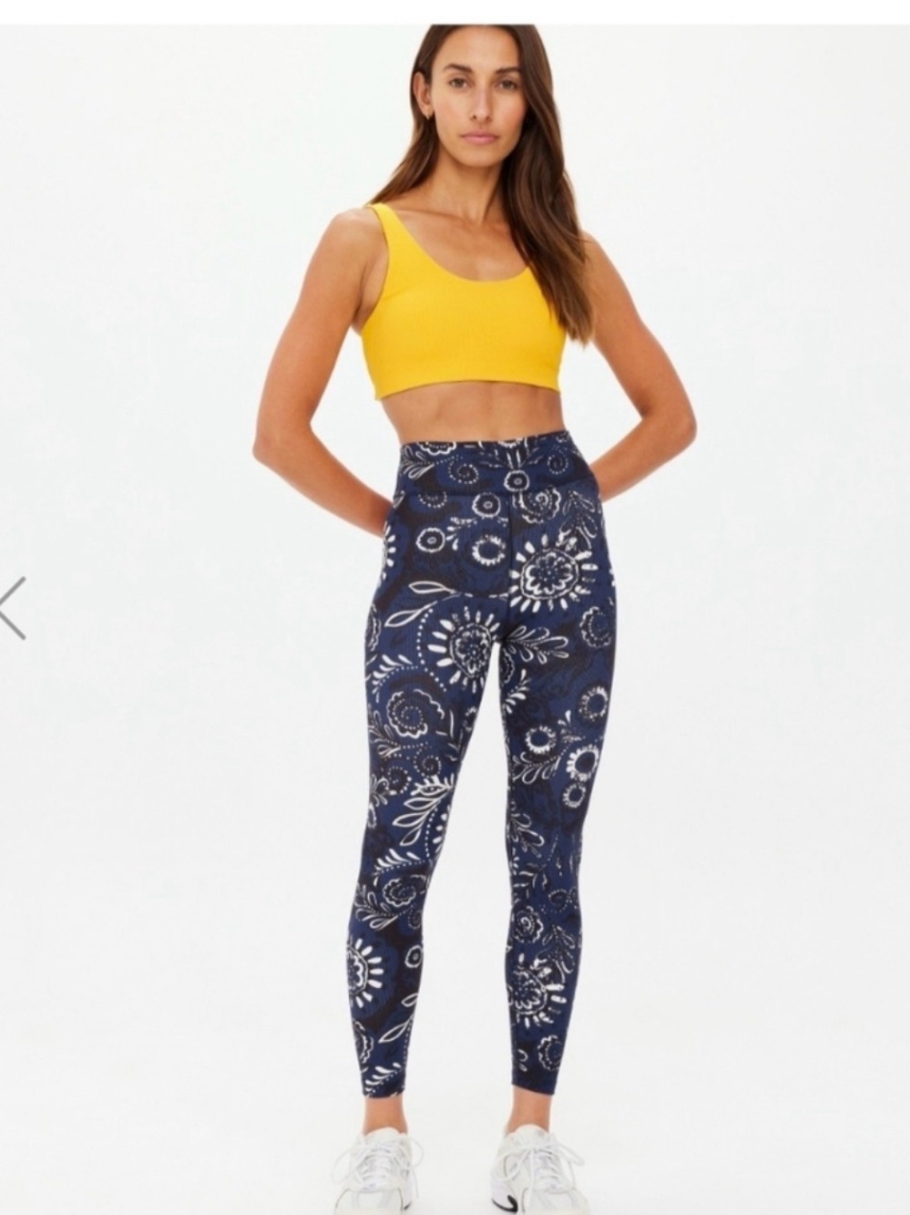 The Upside Navy and Cream Floral Zip Active bottom